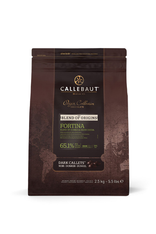 Шоколад чорний 65,1% Barry Callebaut Fortina, кондитерський у каллетах, 1 кг