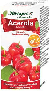 Herbapol Acerola екстракт Барбадоської вишні — натуральне джерело вітаміну C 240 мг, 30 таб