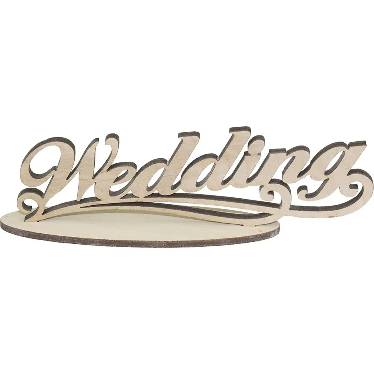 Виріб з фанери напис "Wedding" на підставці 15x5sм