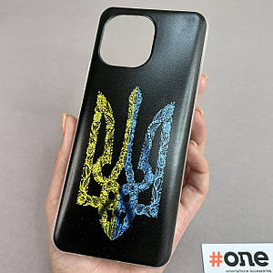 Чохол для Xiaomi Mi 11 жовто-синій герб України чохол з принтом на телефон сяомі ми 11 чорний UKR