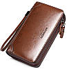 Чоловічий місткий клатч WEIXIER із PU шкіри. Чоловічий шкіряний гаманець портмоне зі шкіри Коричневий, фото 3