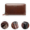 Чоловічий місткий клатч WEIXIER із PU шкіри. Чоловічий шкіряний гаманець портмоне зі шкіри Коричневий, фото 9