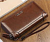 Чоловічий місткий клатч WEIXIER із PU шкіри. Чоловічий шкіряний гаманець портмоне зі шкіри Коричневий, фото 4