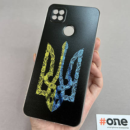 Чохол для Xiaomi Redmi 9C жовто-синій герб України чохол з принтом на телефон сяомі редмі 9с чорний UKR, фото 1