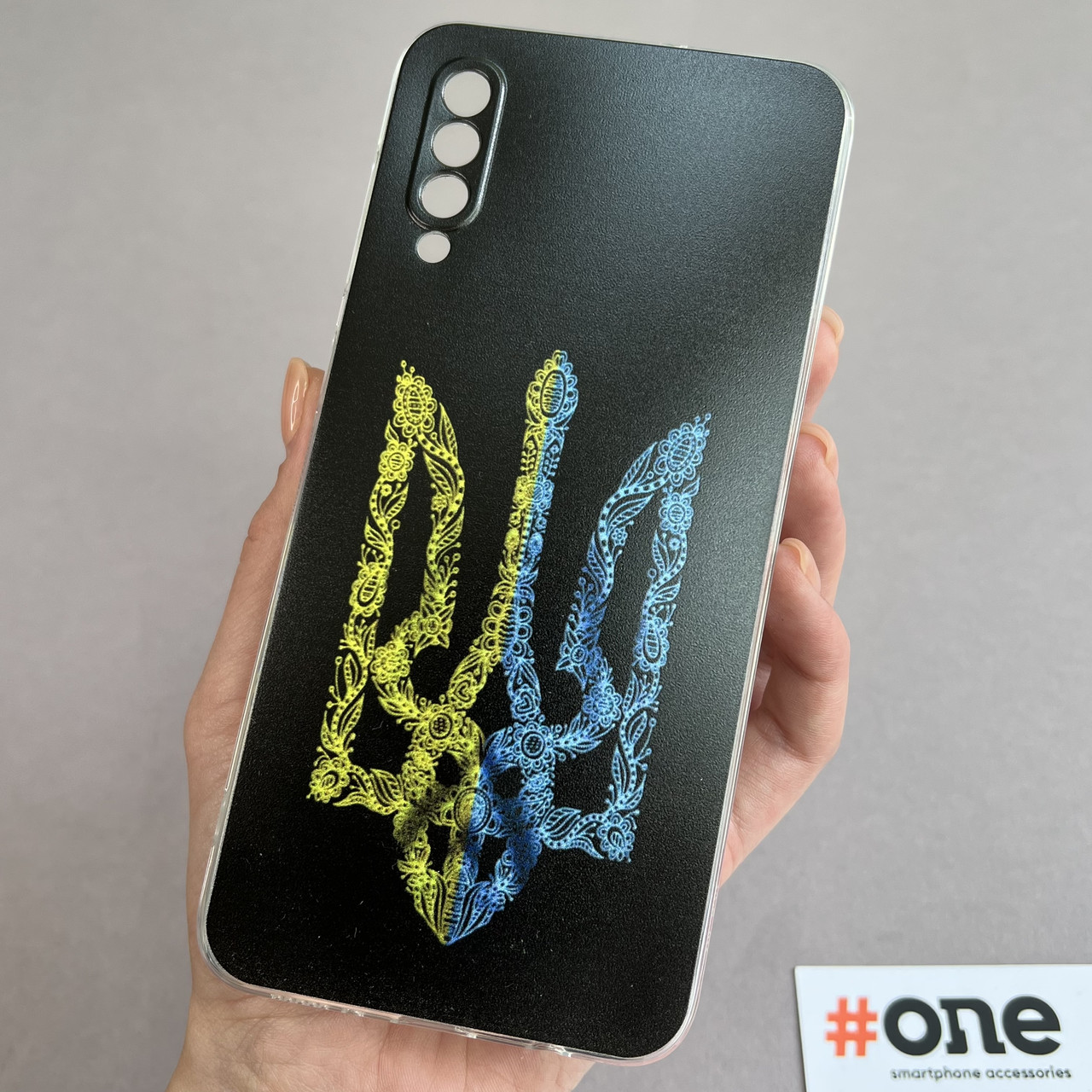 Чохол для Samsung Galaxy A50s жовто-синій герб України чохол з принтом на телефон самсунг а50с чорний UKR