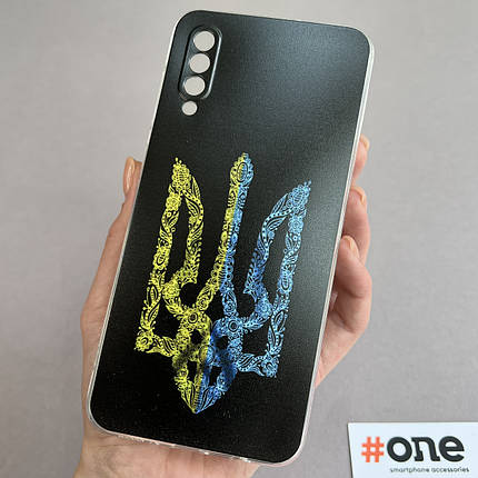 Чохол для Samsung Galaxy A50s жовто-синій герб України чохол з принтом на телефон самсунг а50с чорний UKR, фото 1