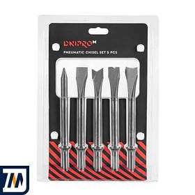 Набір зубил для пневмоінструменту Dnipro-M 175 мм 5 шт., HEX