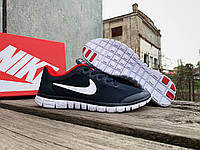 Мужские кроссовки Nike Free Run 3.0 blue red темно-синие