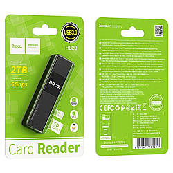 Кардрідер HOCO HB20 Mindful 2-in-1 card reader USB3.0 SD/TF карт 5Gbps Black Гарантія!