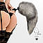 Силіконова анальна пробка з хвостом із натурального хутра Art of Sex size M Artctic fox, фото 4