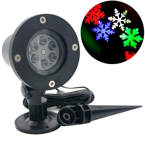 Лазерний проектор новорічний вуличний Сніжинки RGBW LED WL-602 садовий
