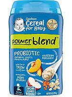 Gerber, Powerblend, пробиотическая овсянка и чечевица, персик и яблоко, 227 г