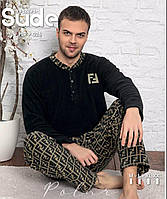 Пижама мужская «Sude» на флисе с черной кофтой (M-2XL)