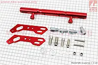 Перемычка руля регулируемая по длине с отверстиями под мото аксессуары 315-380мм, КРАСНЫЙ тип 2