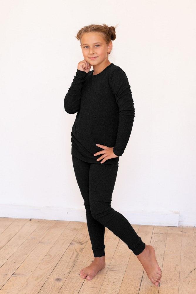 Детское термобелье для детей 3 лет Наталюкс комплект штаны кофта черный - фото 4 - id-p1646804165