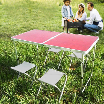Стіл для пікніка Folding table (No5 Темне дерево) в комплекті входять 4 стільці, фото 2