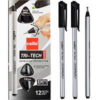 Ручка шариковая 1 мм, треугольная "TRI-TECH" CELLO черная