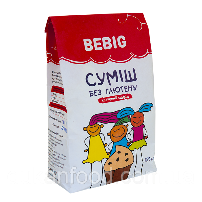 Суміш для випікання без глютену "Казковий мафін", Bebig, 450 г.