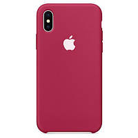 Силиконовый чехол Apple Silicone бордовый с светлым яблоком для iPhone Х/XS с открытым низом