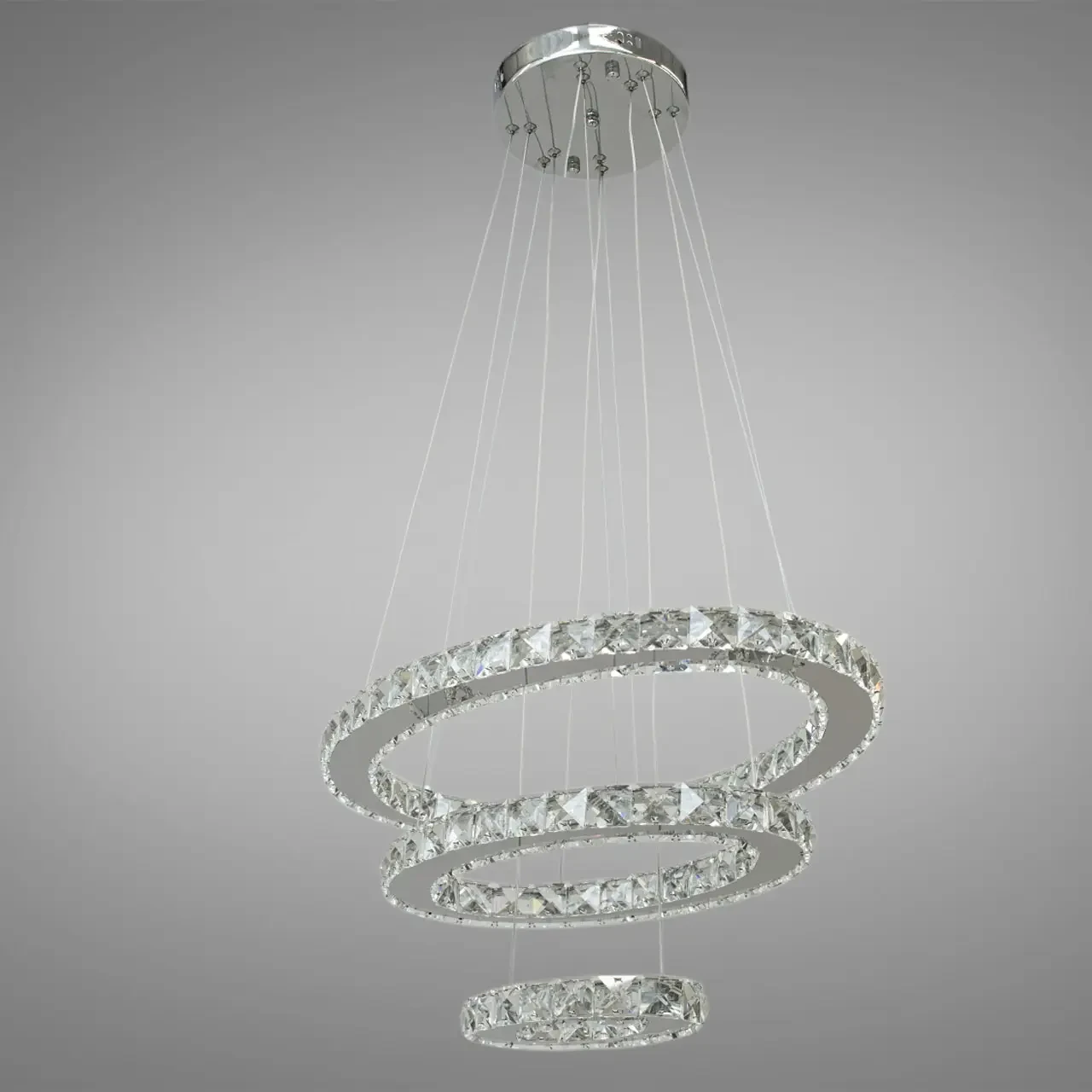 Кришталева світлодіодна люстра-підвіс "кільця" 70 Вт LS-8353/S, фото 1