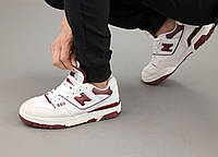 Кроссовки женские New Balance 550 белые с красным, Нью Баланс 550 кожаные, прошиты. код KD-14159