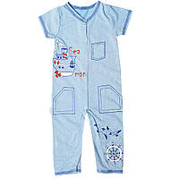 Комбінезон дитячий для хлопчика "Пароплав" Gabbi літо у подарунковій упаковці р. 74 блакитний