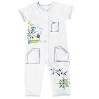 Комбінезон дитячий для хлопчика "Пароплав" Gabbi літо у подарунковій упаковці р. 68 білий