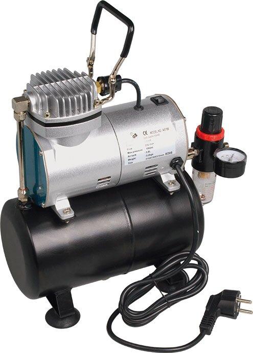 Мінікомпресор б/олив. для аерографії (автостоп 2,8-4 бари), з ресивером, 3 л, + фільтр і редуктор 81-, фото 1