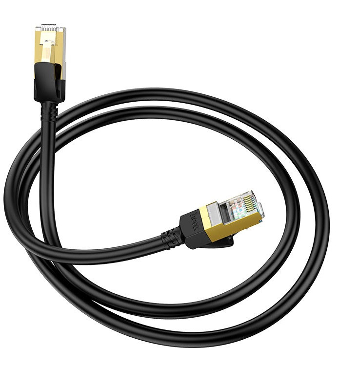 Кабель мережевого LAN RJ45 HOCO US02 Level copper gigabit, 1 м, чорний, фото 1