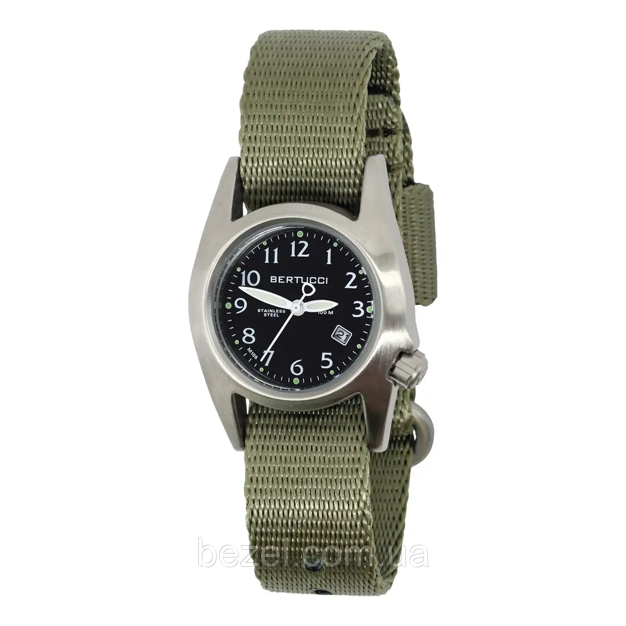 Жіночий годинник Bertucci 18012 M-1S WOMEN'S FIELD - BLACK DIAL, FIELD DRAB COMFORT-WEBB BAND, фото 1