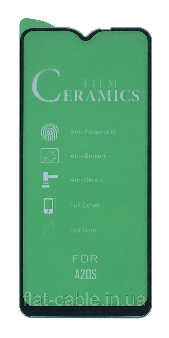 Захисне скло Film Ceramic для Samsung A20S/A02S/A12/A02/M12/M02S Чорне те. паковання