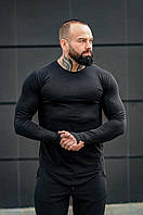 Мужская футболка лонгслив с длинными рукавами черный