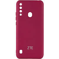 Матовый силиконовый чехол с защитой на камеру на ZTE Blade A7 Fingerprint / ЗТЕ Блейд А7 Фингерпринт бордовый