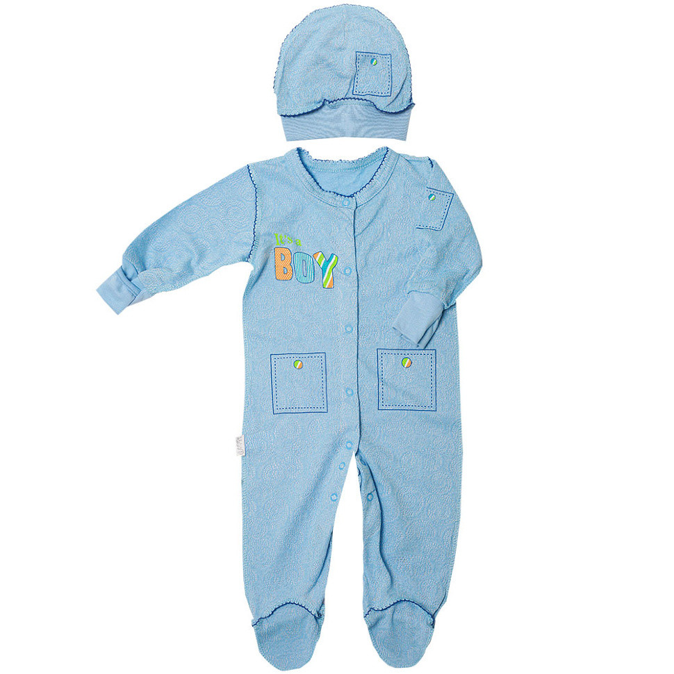 Комплект дитячий для хлопчика "МІНІ БОЙ" Gabbi у подарунковій упаковці (2 предмети) літо р. 56 блакитний