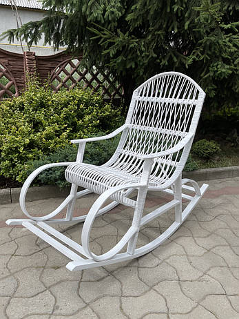 Крісло гойдалка плетена з лози (біла), фото 2