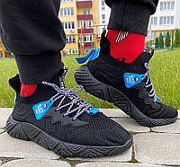 Мужские спортивные кроссовки черные, легкие кроссовки из текстиля на лето 42
