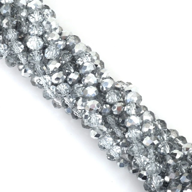 Скляні намистини, колір — прозорий зі сріблястим бочком, розмір: Скло 2*2,5 мм 160 штук, фото 1