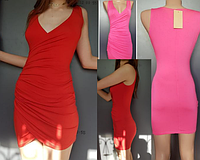 Красное обтягивающее платье с вырезом секси С, М, Л трикотаж хлопок