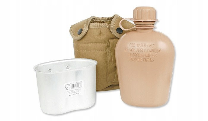 Фляга армійська з термокришкою Mil-tac 1 л + кухоль алюміній Coyote