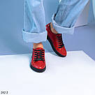 Червоні шкіряні жіночі кеди 36-41, фото 7