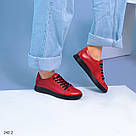 Червоні шкіряні жіночі кеди 36-41, фото 2