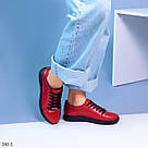 Червоні шкіряні жіночі кеди 36-41, фото 8