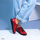 Червоні шкіряні жіночі кеди 36-41, фото 9