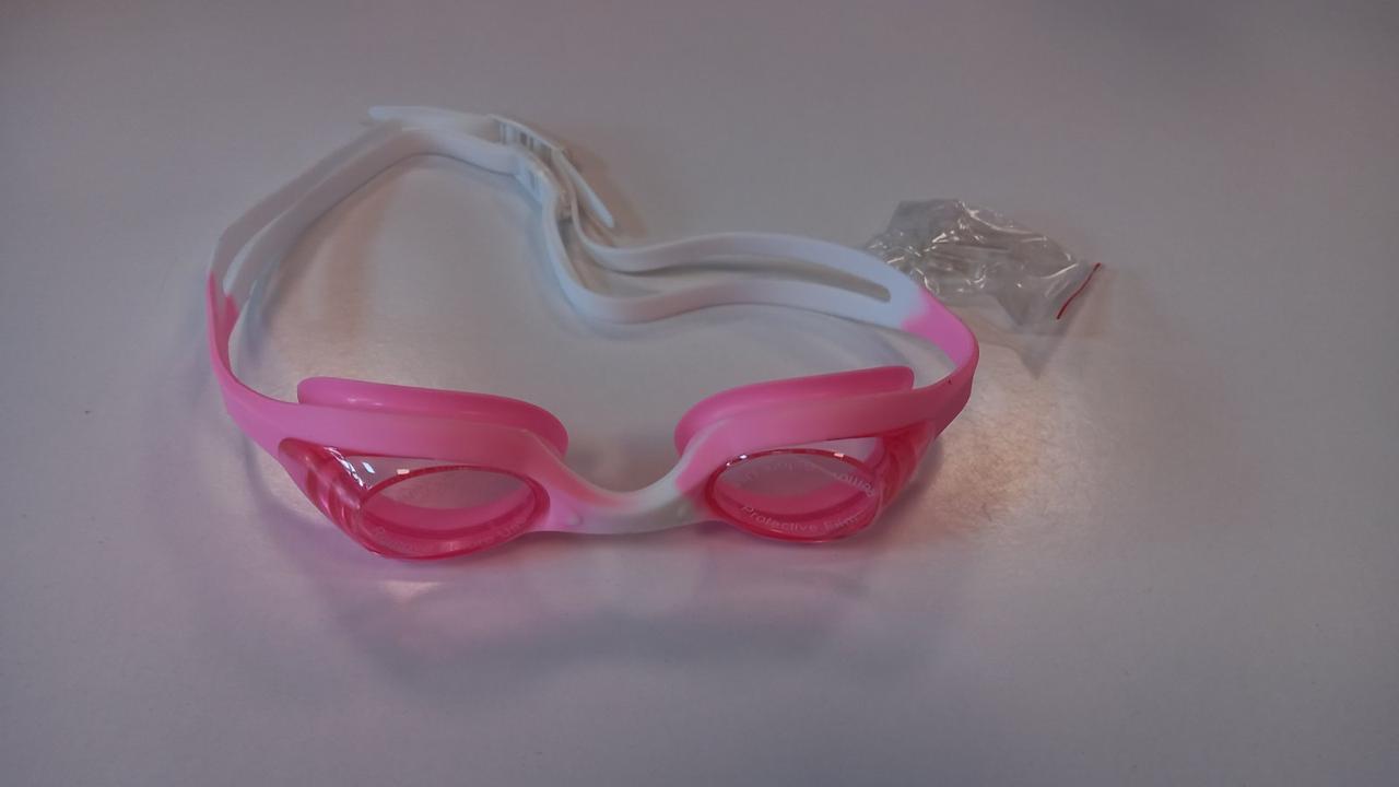 Окуляри для плавання дитячі Grilong G-168, + беруші, різн. кольори рожевий з білим і червоним