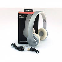 Бездротові Bluetooth-навушники P23 Wireless Headphones Сірі з білим