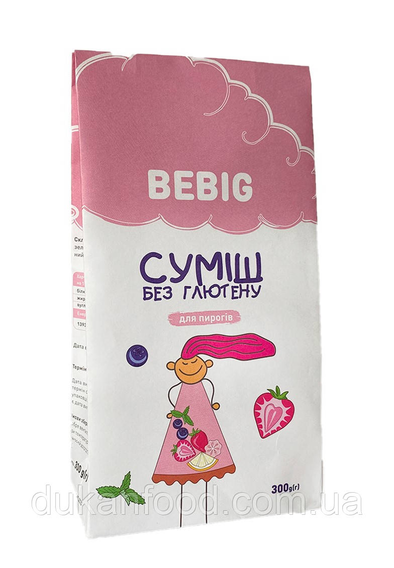 Суміш для випікання без глютену "Для пирогів", Bebig, 300 г