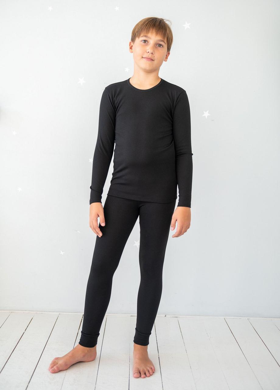 Детское термобелье для детей 5 лет Наталюкс комплект штаны кофта черный - фото 1 - id-p1646804512
