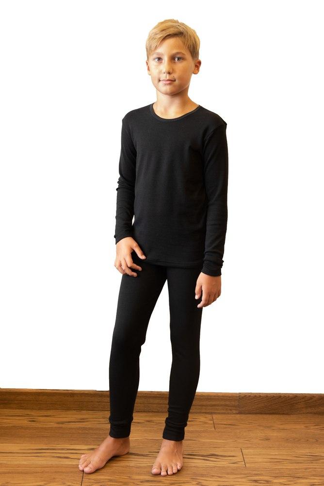 Комплект детского термобелья на 3 года Наталюкс для детей штаны и кофта длинный рукав черный - фото 2 - id-p1646819577