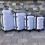 Чемодан дорожній малий 55х37х23 см Wings 147 , Валіза на 4-х колесах , Сумка дорожня з полікарбонату ,БІЛИЙ, фото 4