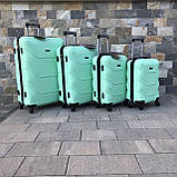 Чемодан дорожній з полікарбонату WINGS 147 середній 65х43х26 см Валіза дорожня Сумка на 4-х колесах МЯТНИЙ, фото 7